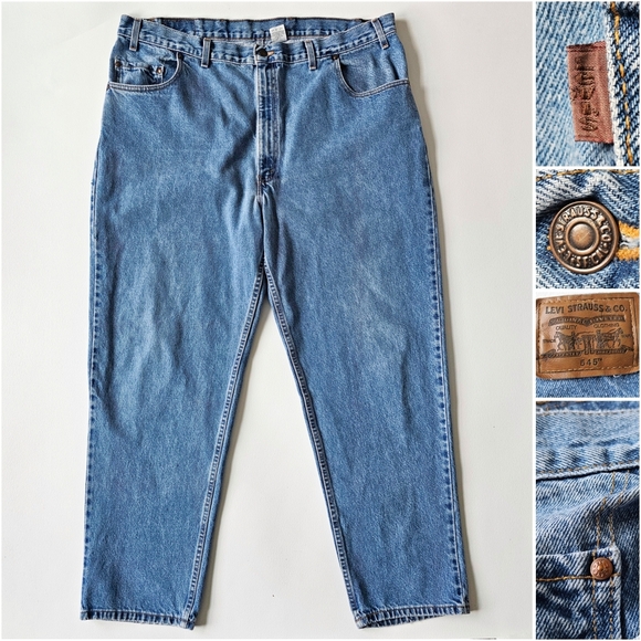 Vintage Levi's 545 Loose Fit Jeans Brown Tab USA Made Mens W46 L32 Quality Denim
